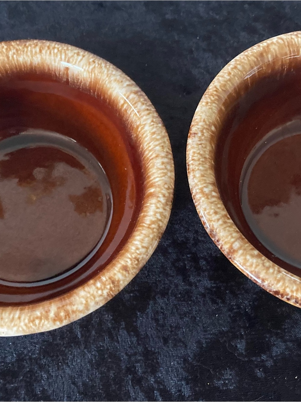 Vintage Hull Pottery USA Brown Drip Glaze Ceramic Ramekins Set of 2 MCM